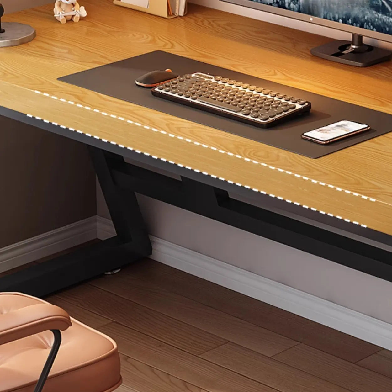 Black Walnut Butcher Block Sled Writing Desk — Apricot / Table Only