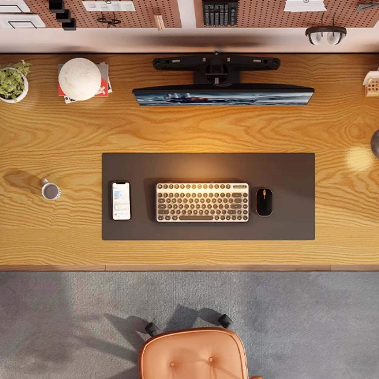 Black Walnut Butcher Block Sled Writing Desk — Apricot / Table Only
