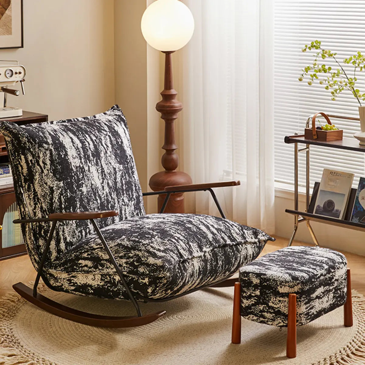Black and White Ergonomic Scratch Resistant Rocking Chair — Black and White / Rocking Chair