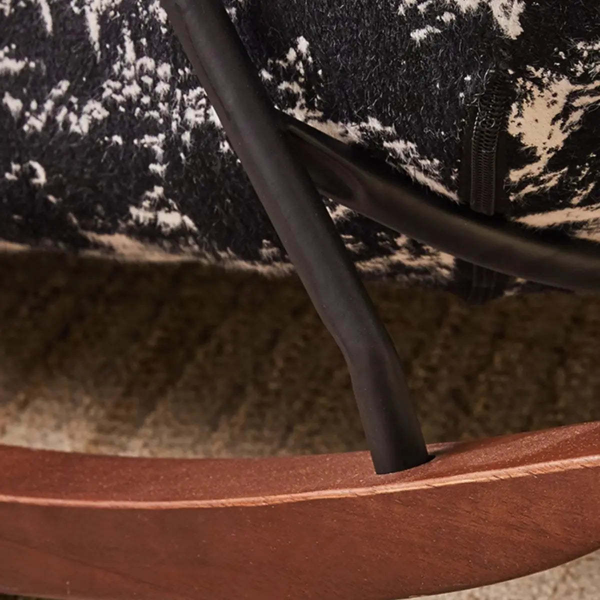 Black and White Ergonomic Scratch Resistant Rocking Chair