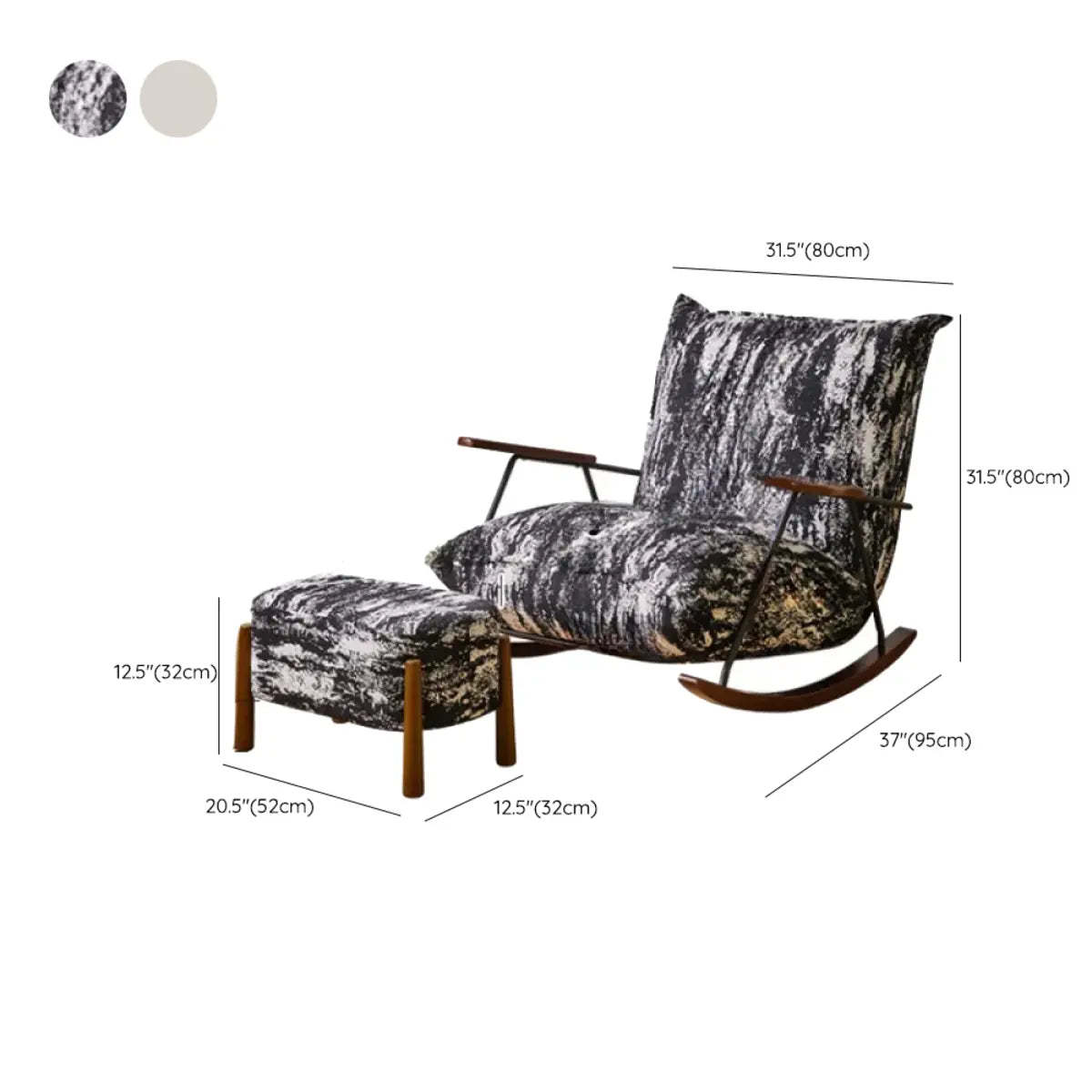 Black and White Ergonomic Scratch Resistant Rocking Chair