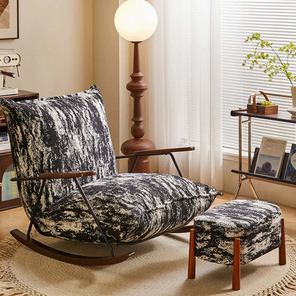Black and White Ergonomic Scratch Resistant Rocking Chair — Black and White / Rocking Chair