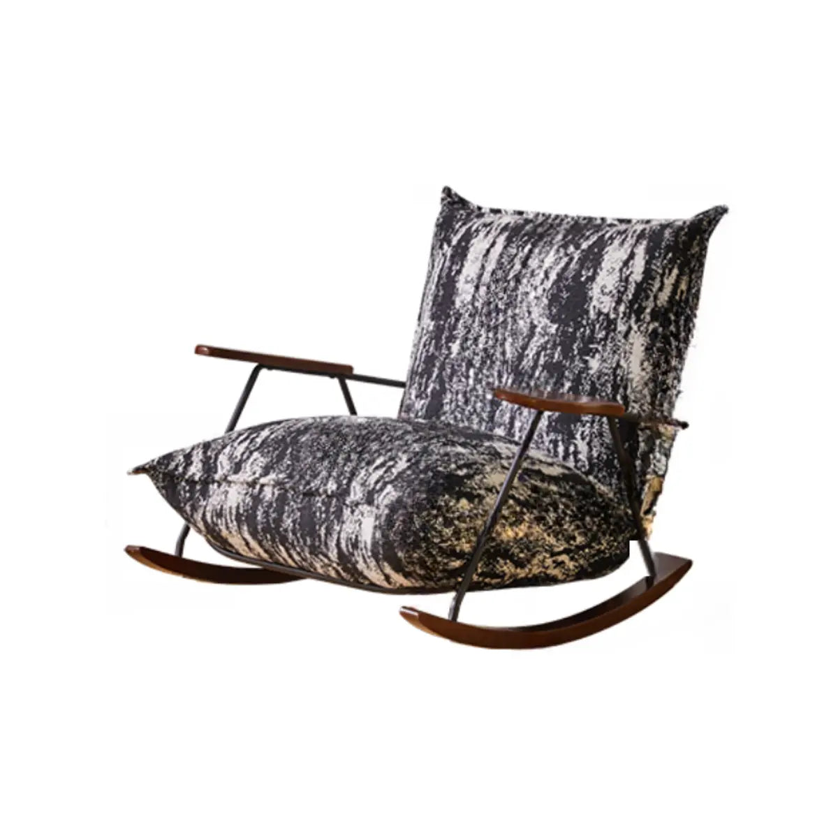 Black and White Ergonomic Scratch Resistant Rocking Chair — Black and White / Rocking Chair with Ottomans