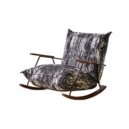Black and White Ergonomic Scratch Resistant Rocking Chair — Black and White / Rocking Chair with Ottomans