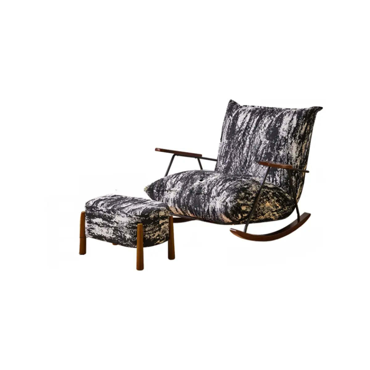 Rocking scratch fabric rocking chairs for bedroom — Rocking Chair With Ottoman / Black & White