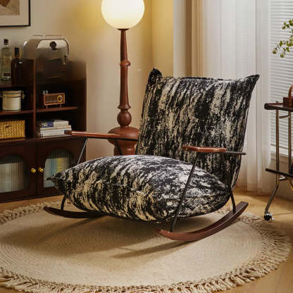 Black and White Ergonomic Scratch Resistant Rocking Chair