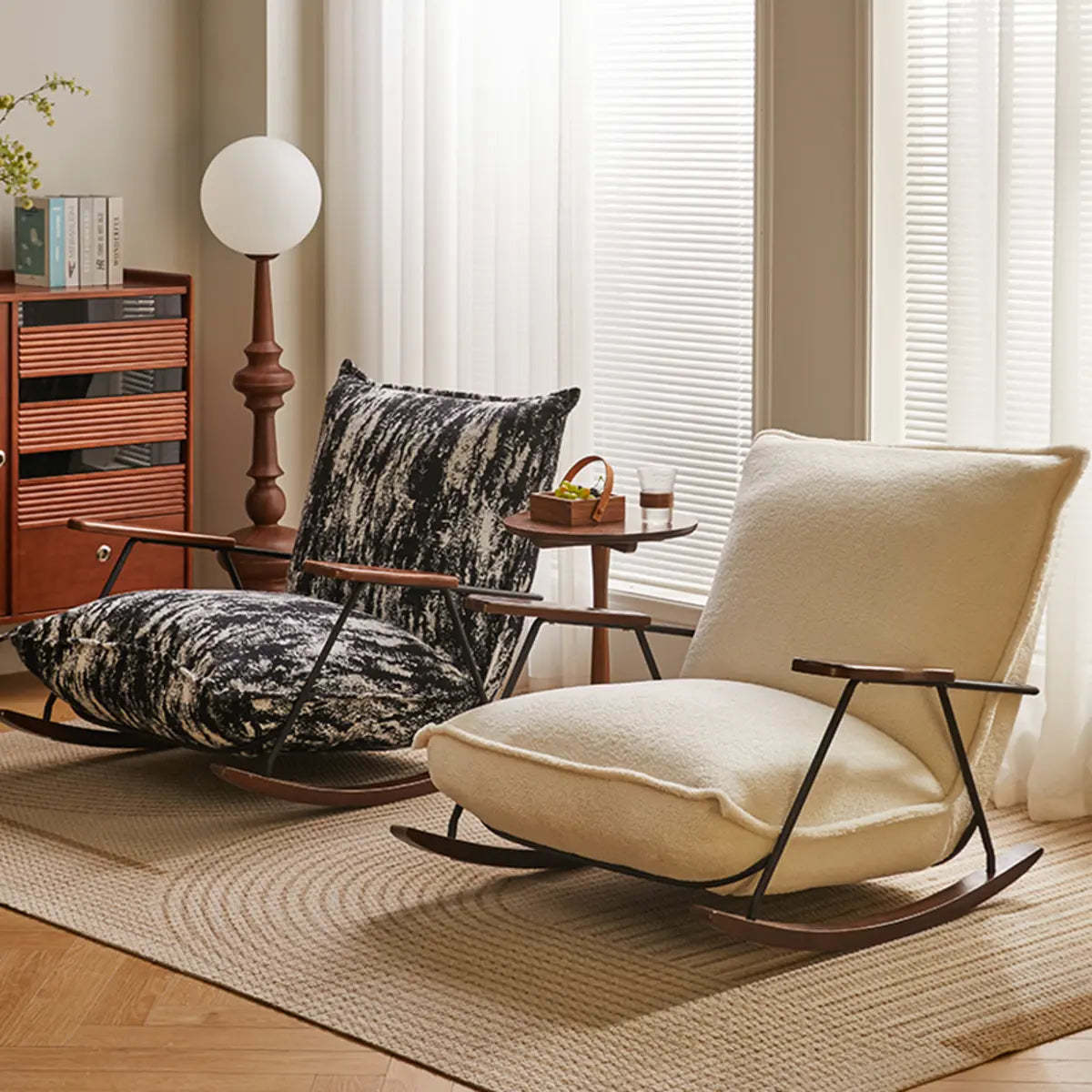 Black and White Ergonomic Scratch Resistant Rocking Chair