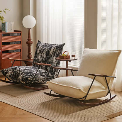 Black and White Ergonomic Scratch Resistant Rocking Chair