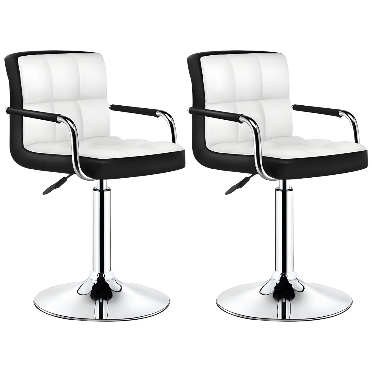 Black-White Square Steel Adjustable Bar Stool — Brown / 1 Piece