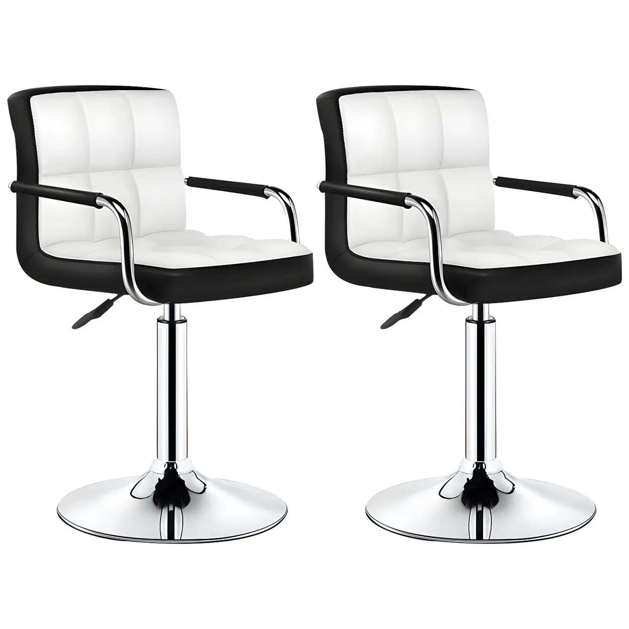 Black-White Square Steel Adjustable Bar Stool — Brown / 1 Piece
