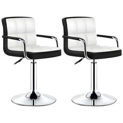 Black-White Square Steel Adjustable Bar Stool — Brown / 1 Piece