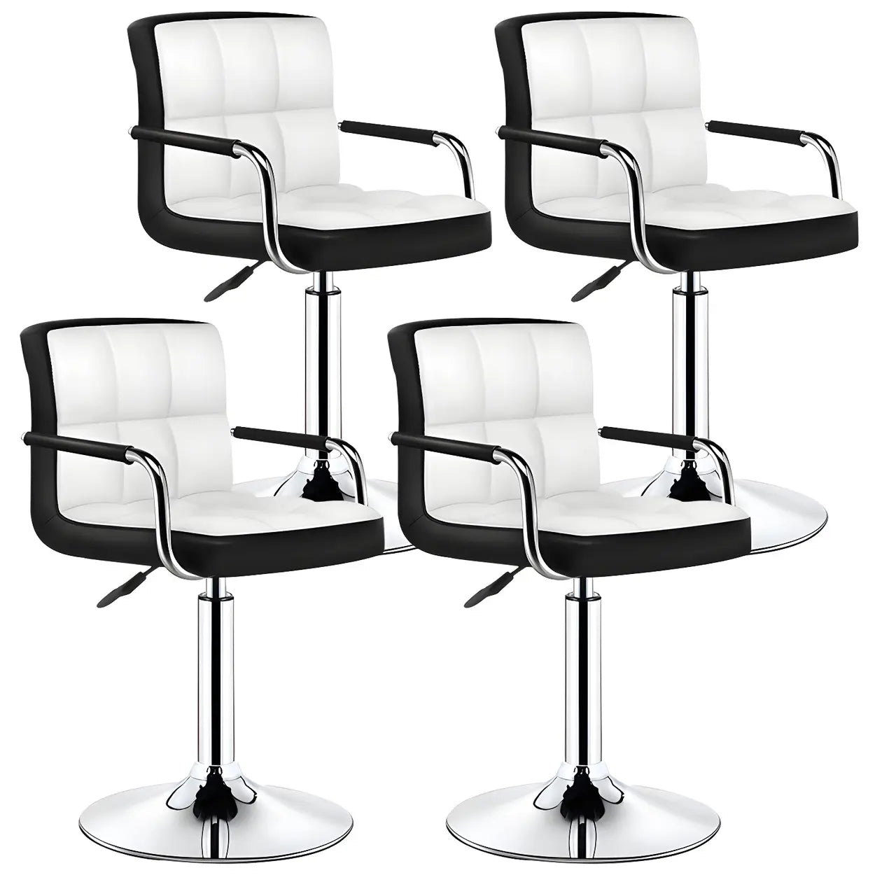 Black-White Square Steel Adjustable Bar Stool — Brown / 2 Piece Set