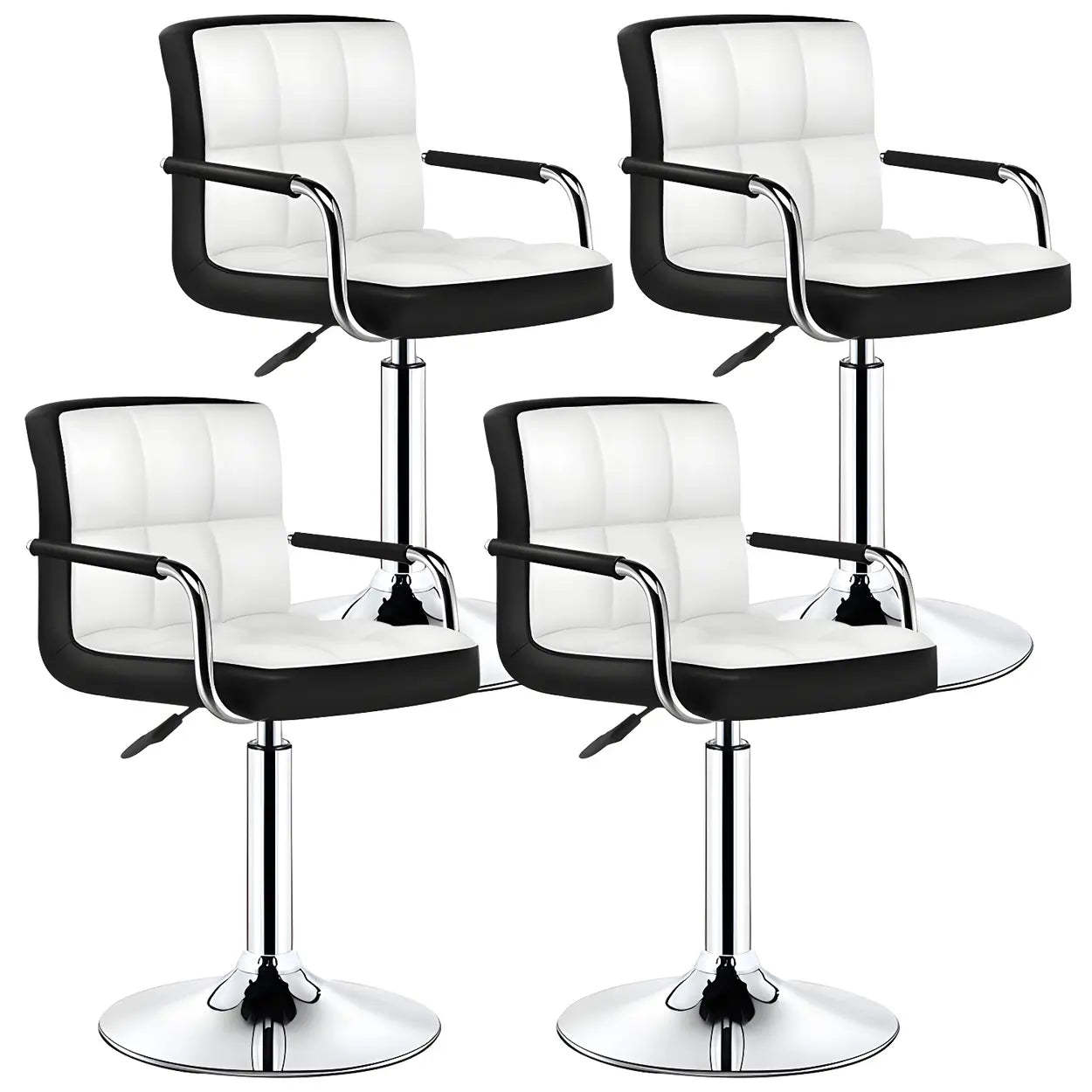 Black-White Square Steel Adjustable Bar Stool — Brown / 2 Piece Set