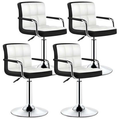 Black-White Square Steel Adjustable Bar Stool — Brown / 2 Piece Set