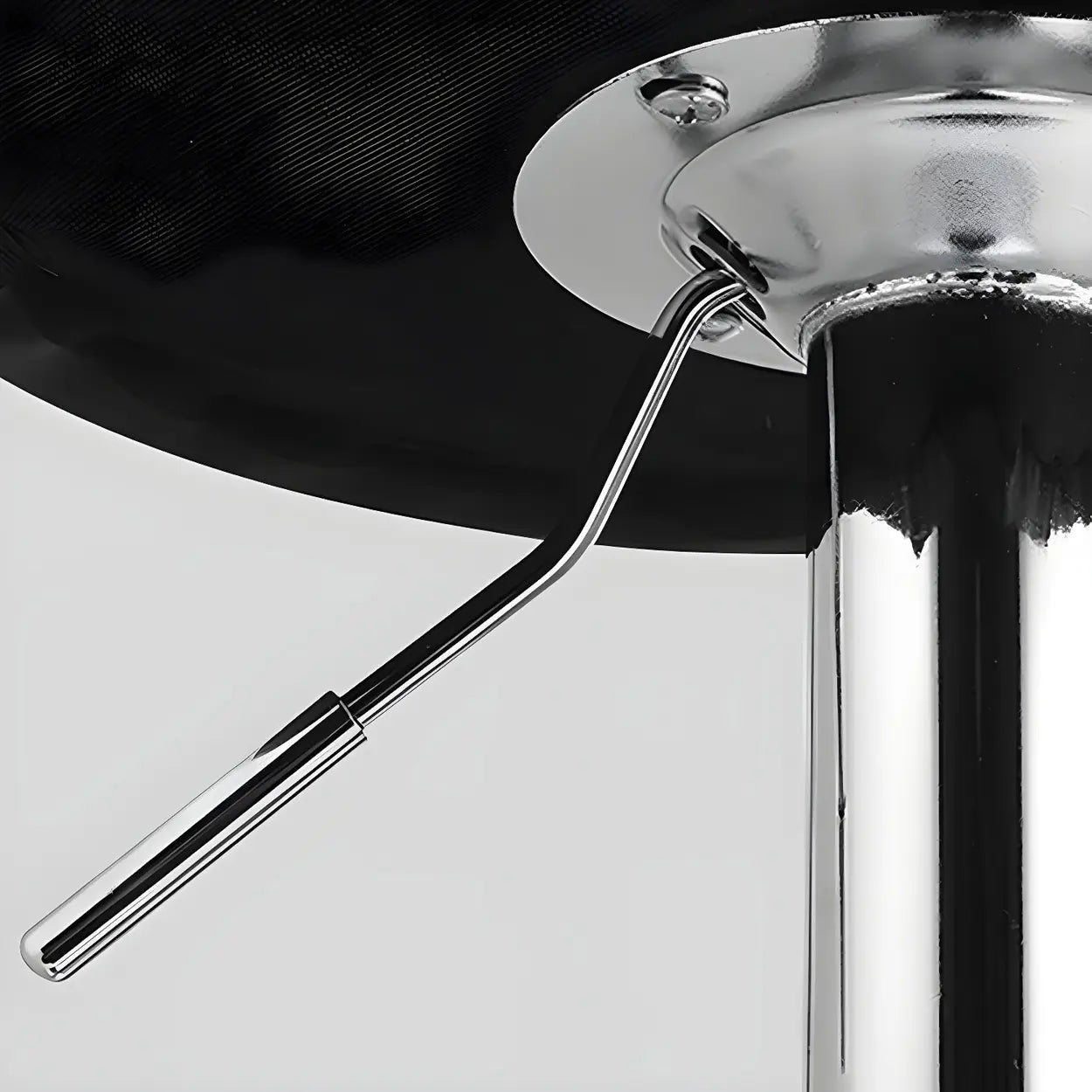 Black-White Square Steel Adjustable Bar Stool — Gloss Black / 4 Piece Set