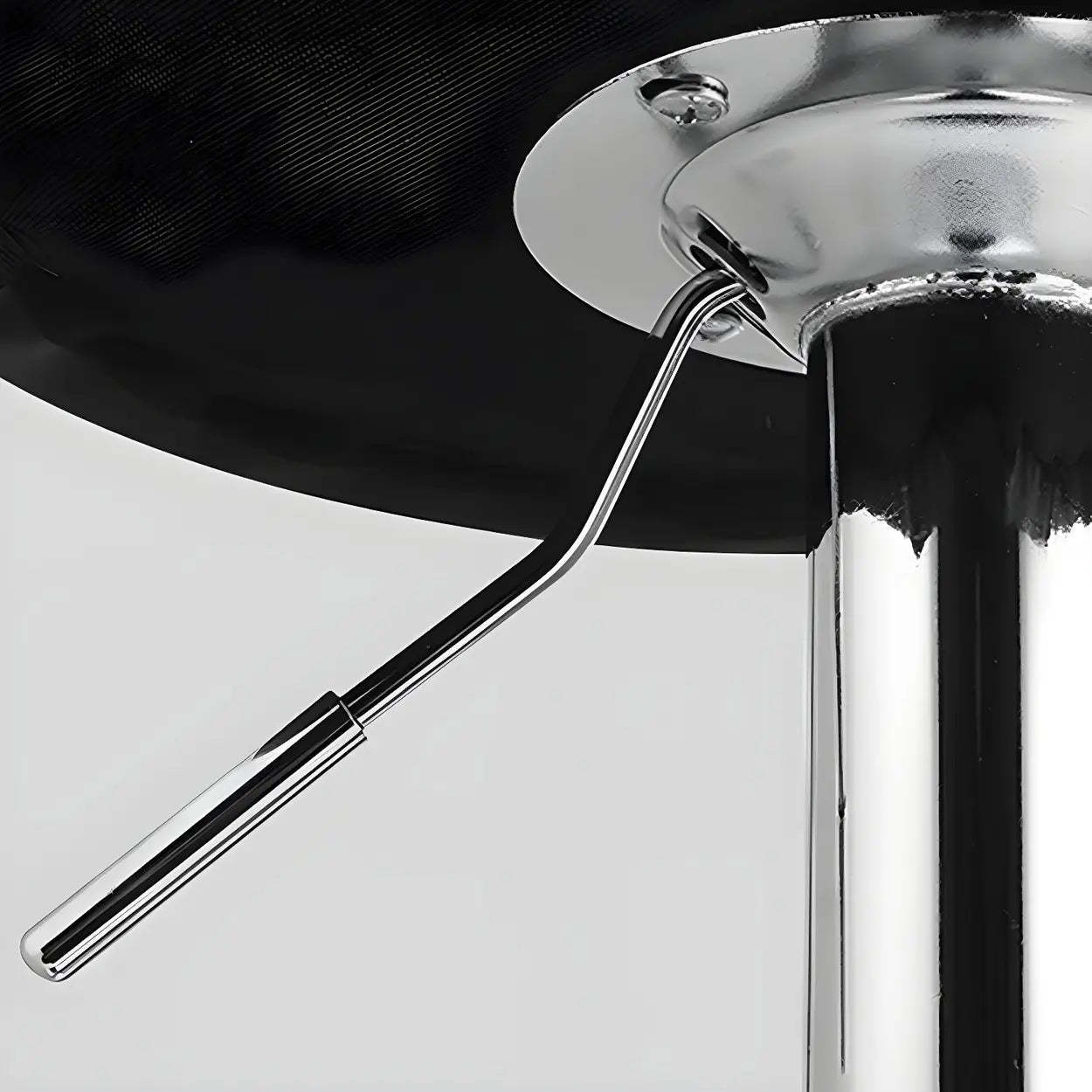 Black-White Square Steel Adjustable Bar Stool — Gloss Black / 4 Piece Set