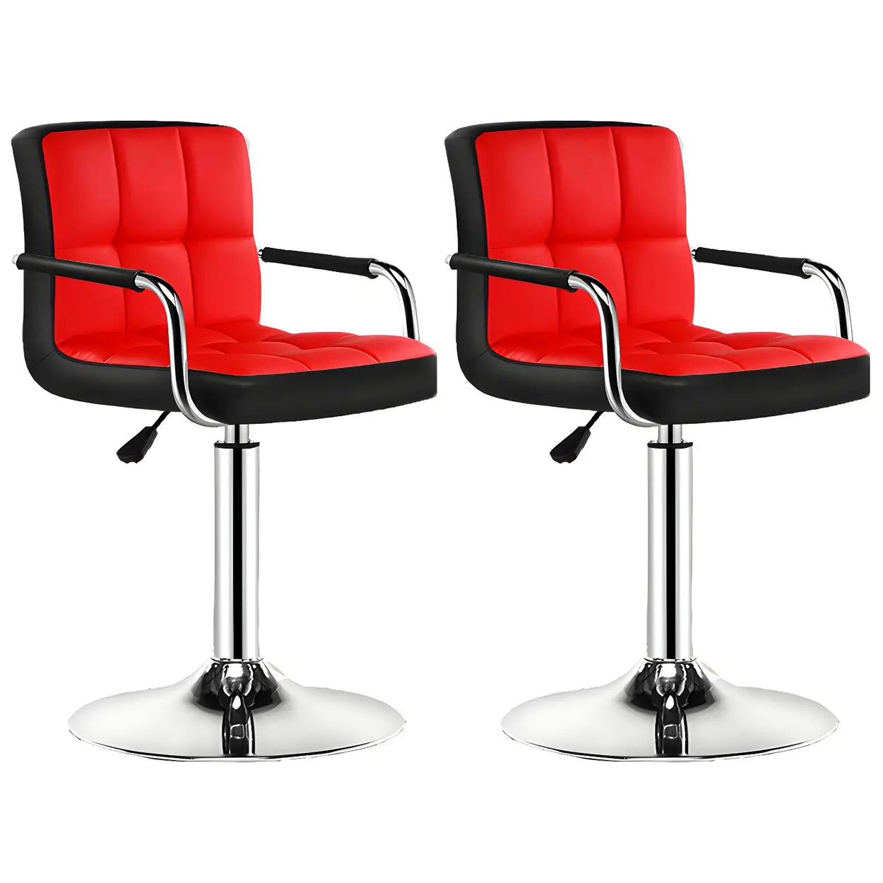 Black-White Square Steel Adjustable Bar Stool — Pink-White / 1 Piece