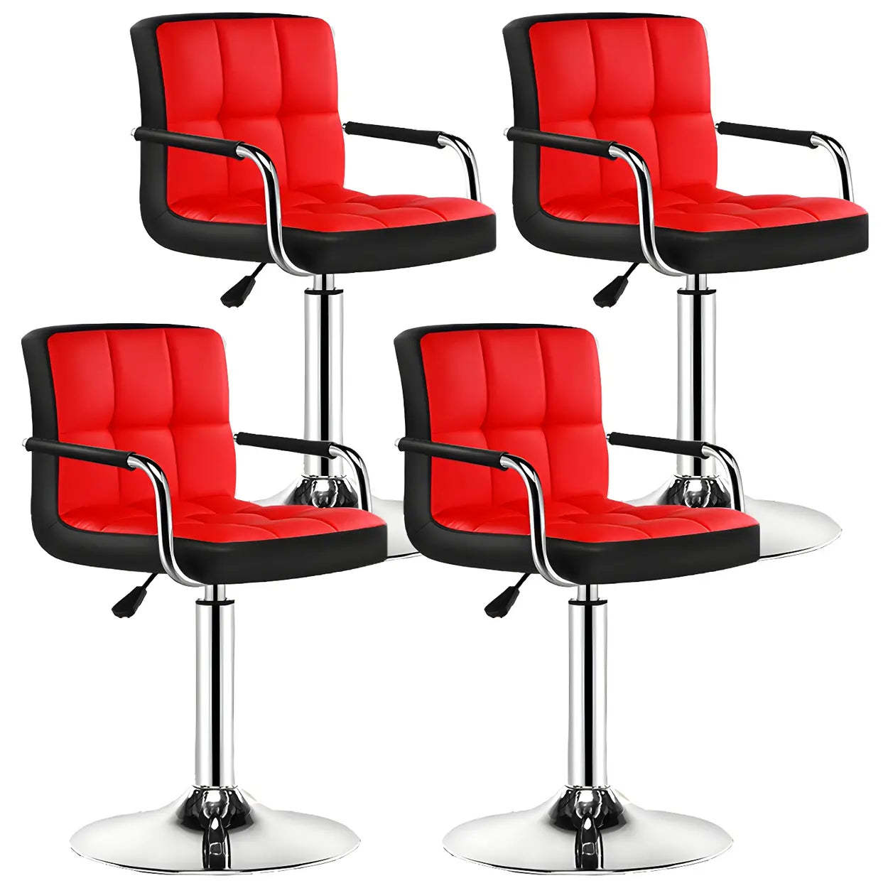 Black-White Square Steel Adjustable Bar Stool — Pink-White / 2 Piece Set