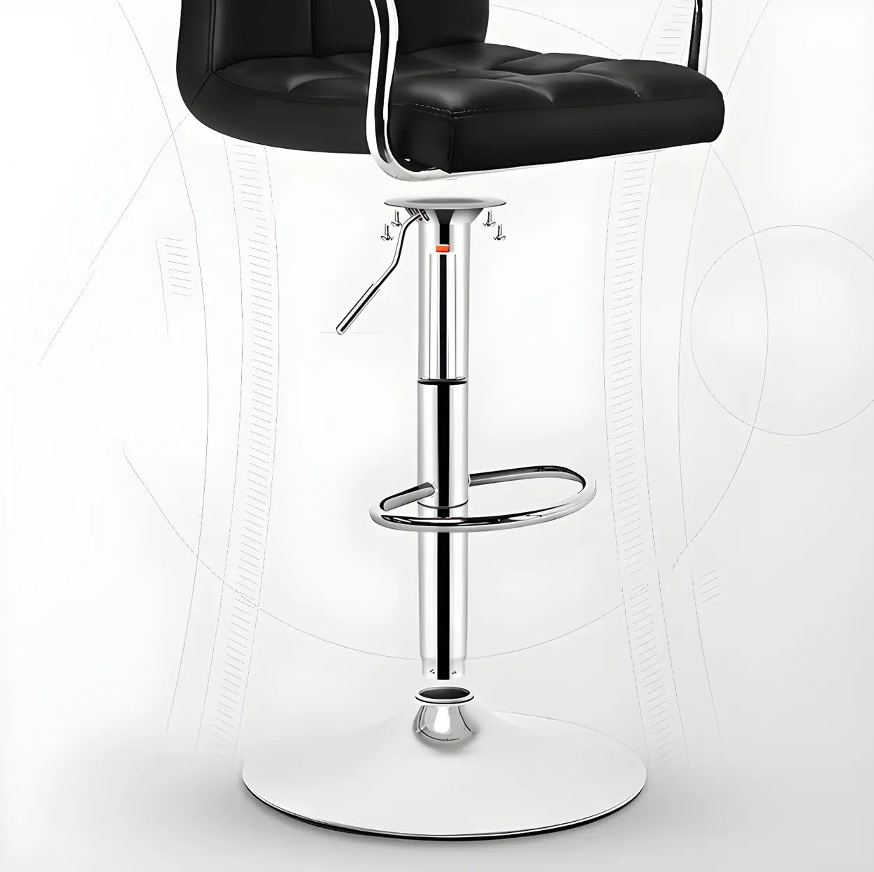 Black-White Square Steel Adjustable Bar Stool — Pink-White / 4 Piece Set