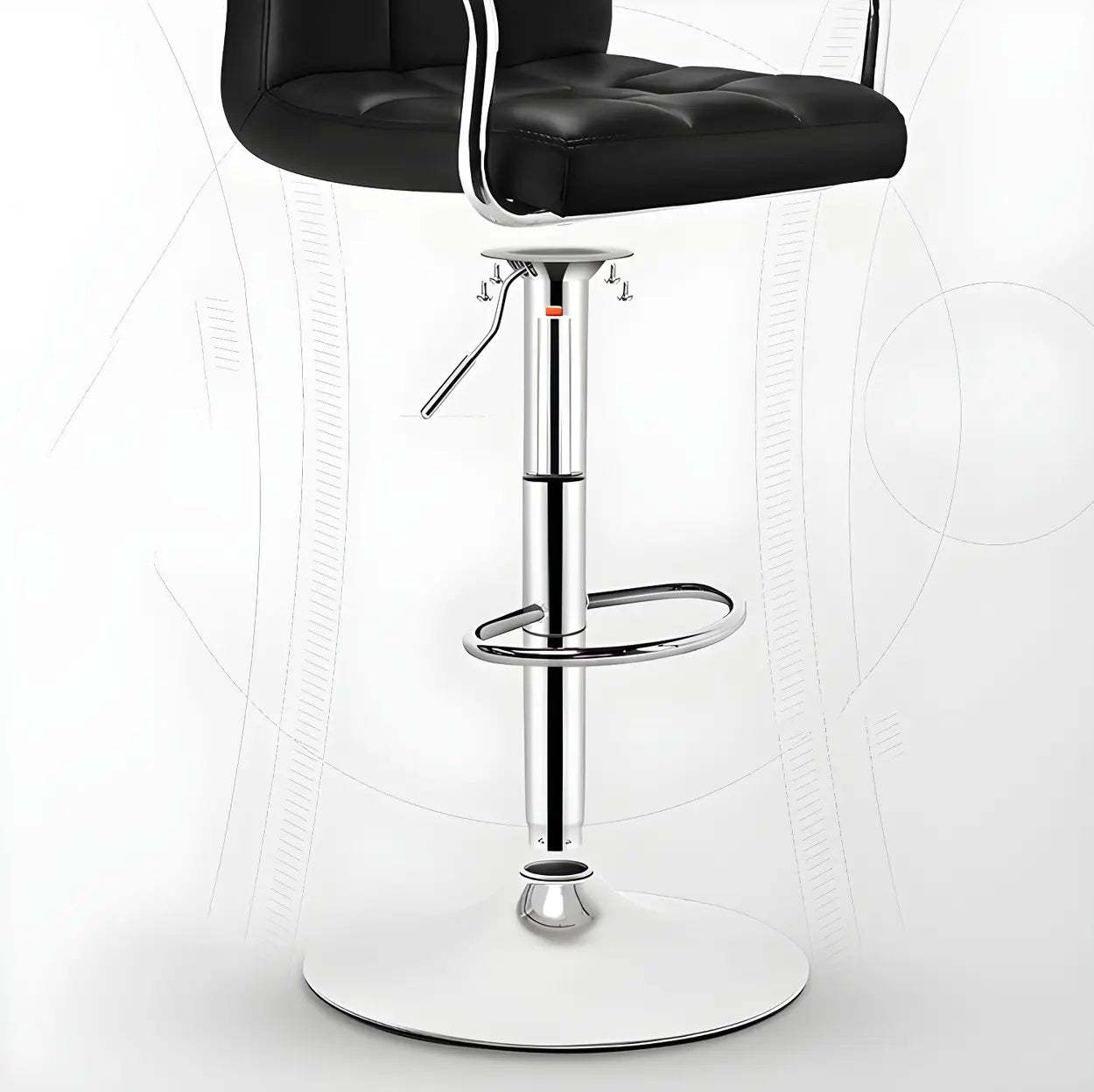 Black-White Square Steel Adjustable Bar Stool — Pink-White / 4 Piece Set