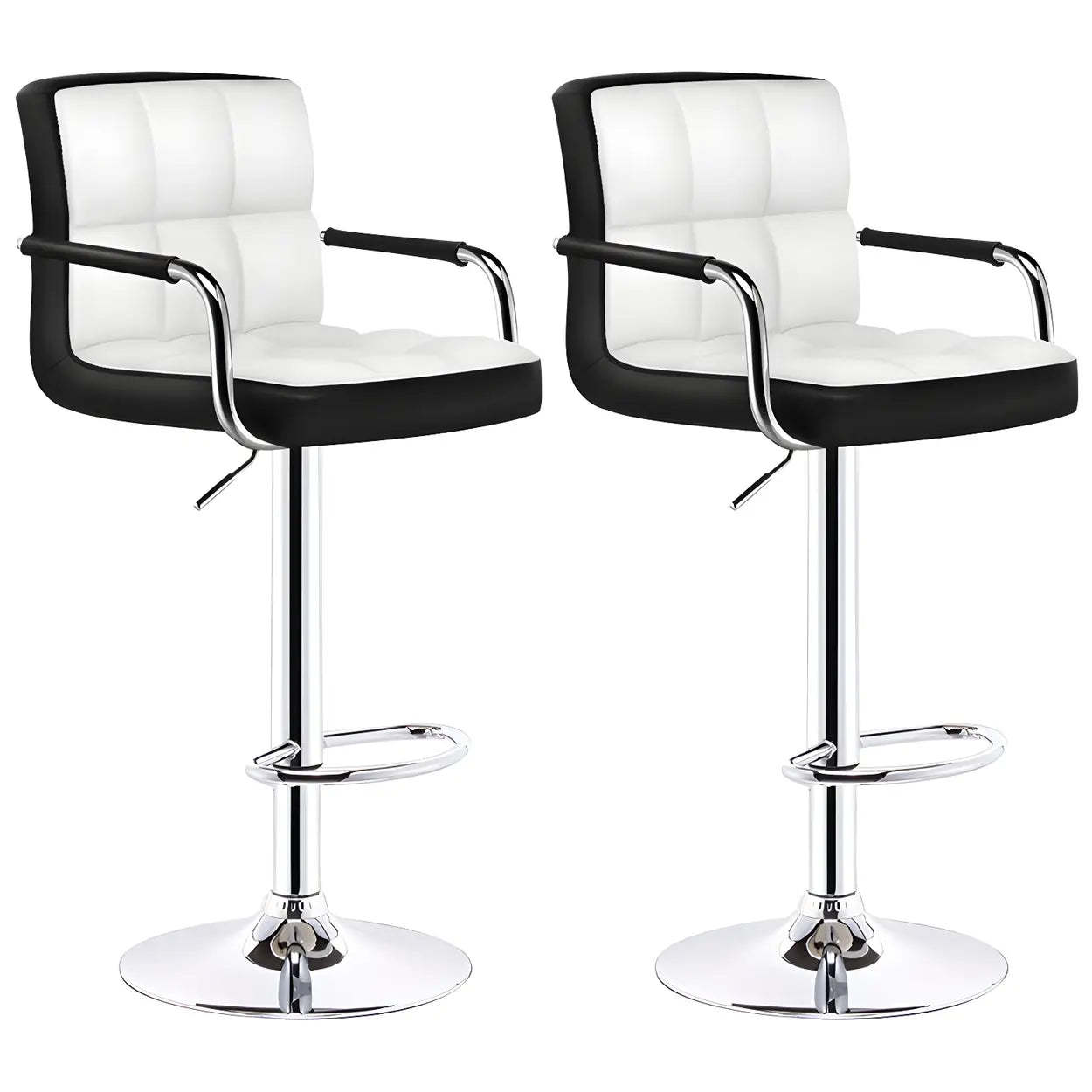 Black-White Square Steel Adjustable Bar Stool — White Inner / 1 Piece