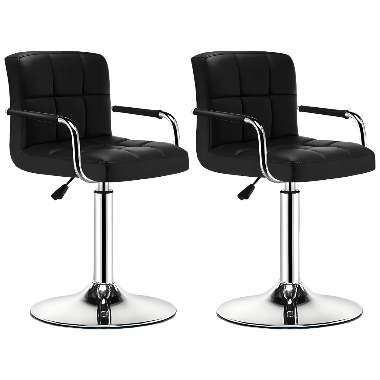 Black-White Square Steel Adjustable Bar Stool — Beige / 4 Piece Set