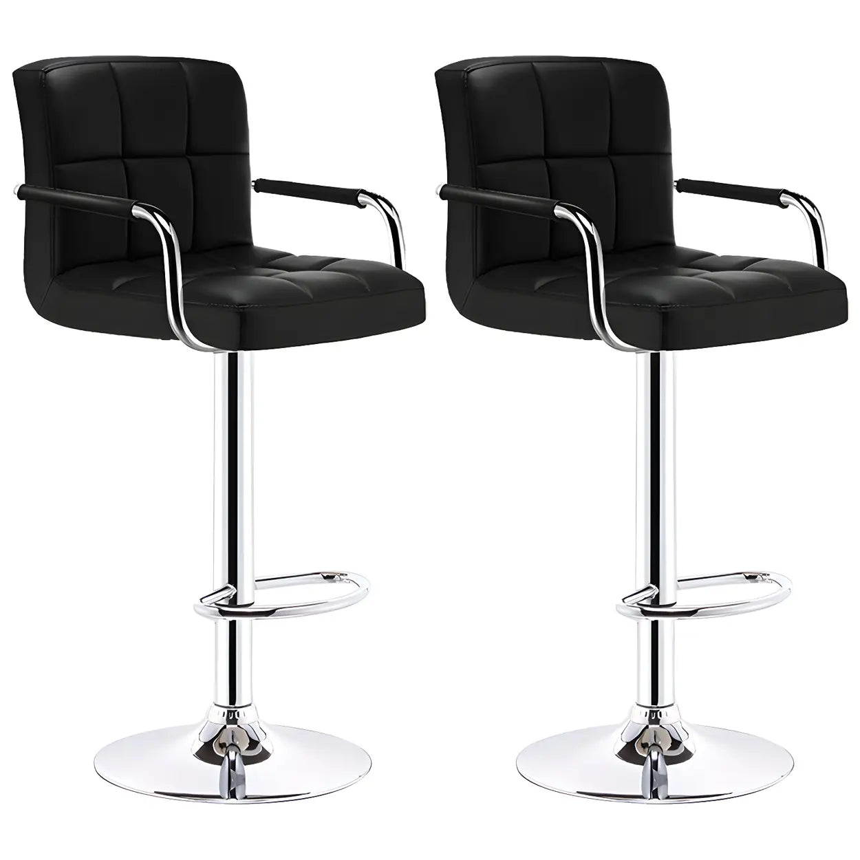 Black-White Square Steel Adjustable Bar Stool — White-Black / 1 Piece