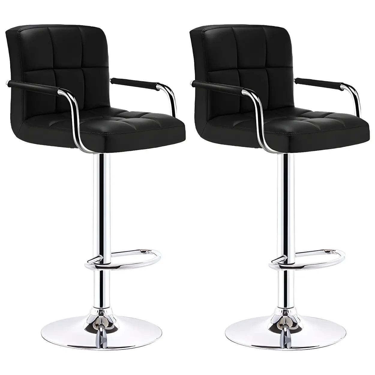 Black-White Square Steel Adjustable Bar Stool — White-Black / 1 Piece