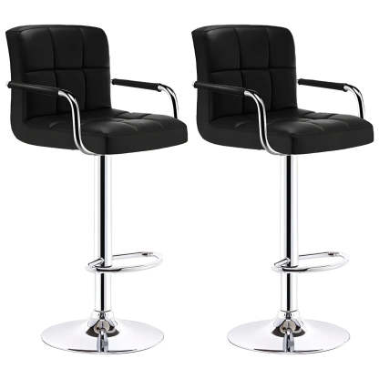 Black-White Square Steel Adjustable Bar Stool — White-Black / 1 Piece