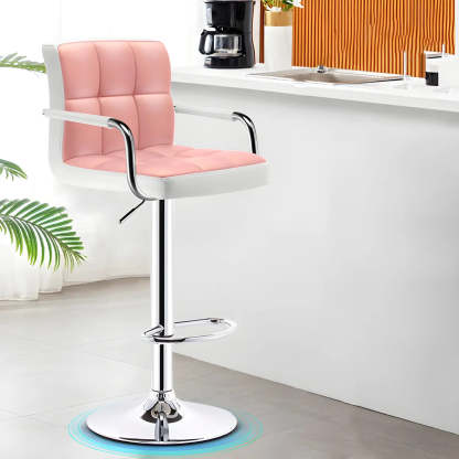 Black-White Square Steel Adjustable Bar Stool — White-Black / 4 Piece Set