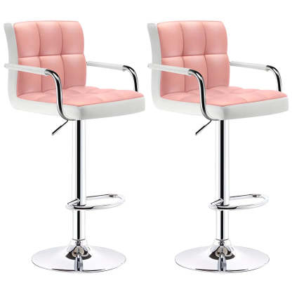 Black-White Square Steel Adjustable Bar Stool