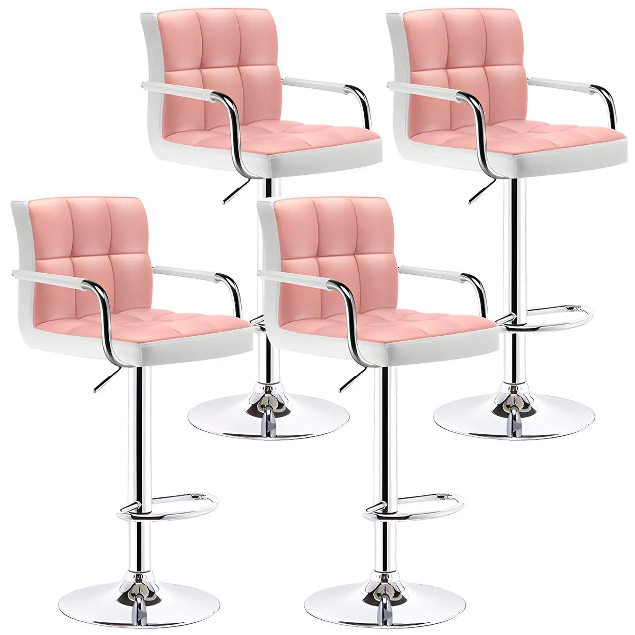 Black-White Square Steel Adjustable Bar Stool