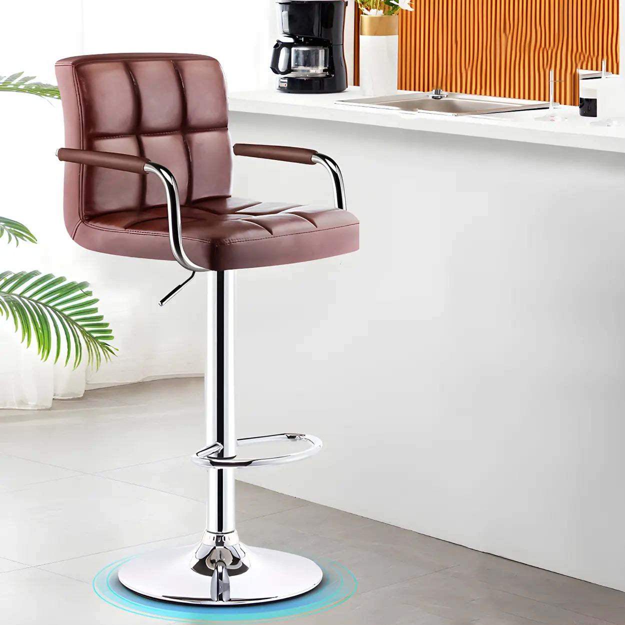 Black-White Square Steel Adjustable Bar Stool