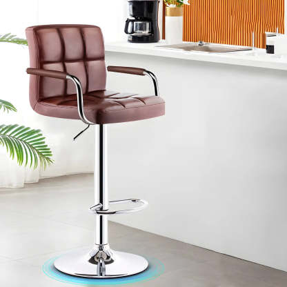 Black-White Square Steel Adjustable Bar Stool