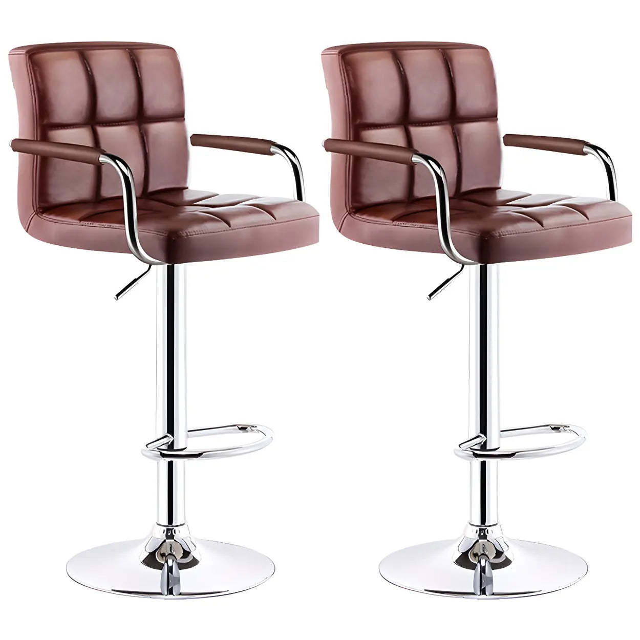 Black-White Square Steel Adjustable Bar Stool