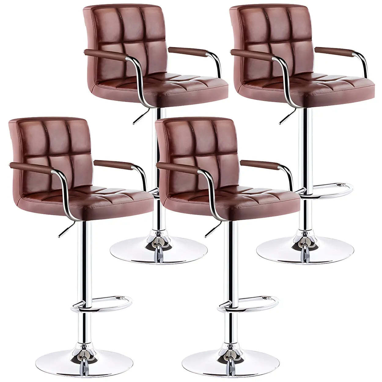 Black-White Square Steel Adjustable Bar Stool