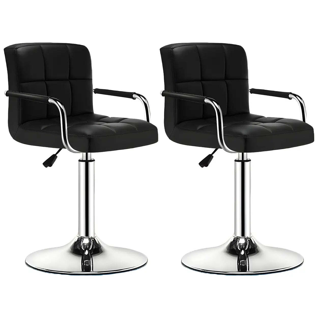 Black-White Square Steel Adjustable Bar Stool — Beige / 4 Piece Set