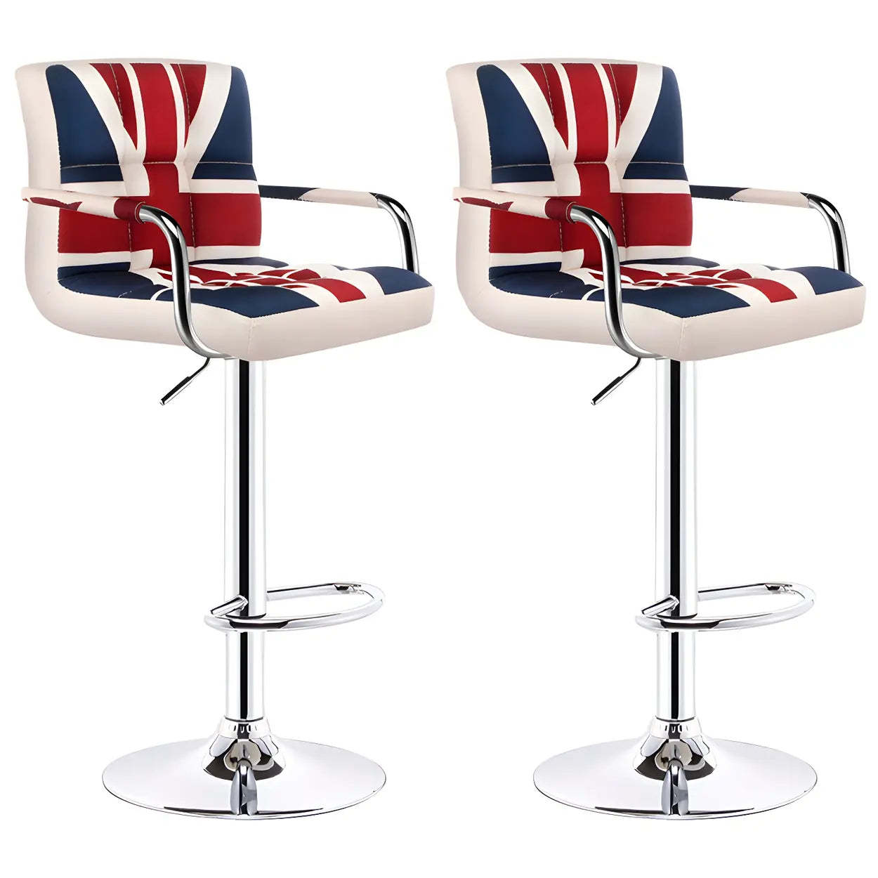 Black-White Square Steel Adjustable Bar Stool