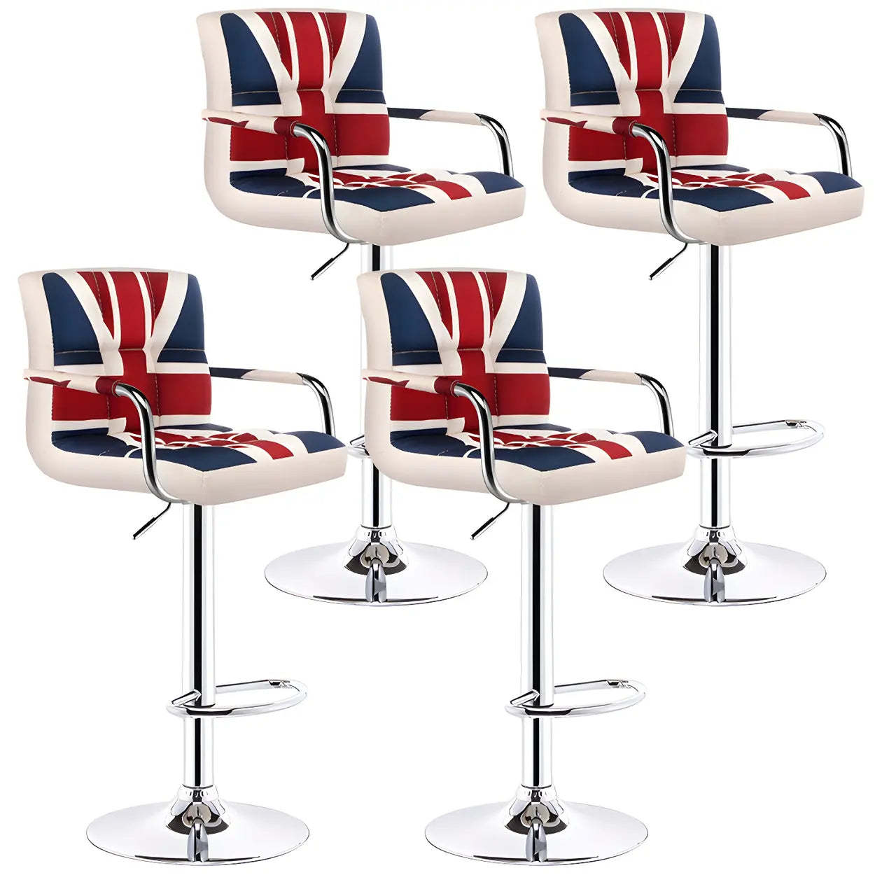 Black-White Square Steel Adjustable Bar Stool