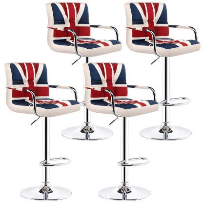 Black-White Square Steel Adjustable Bar Stool