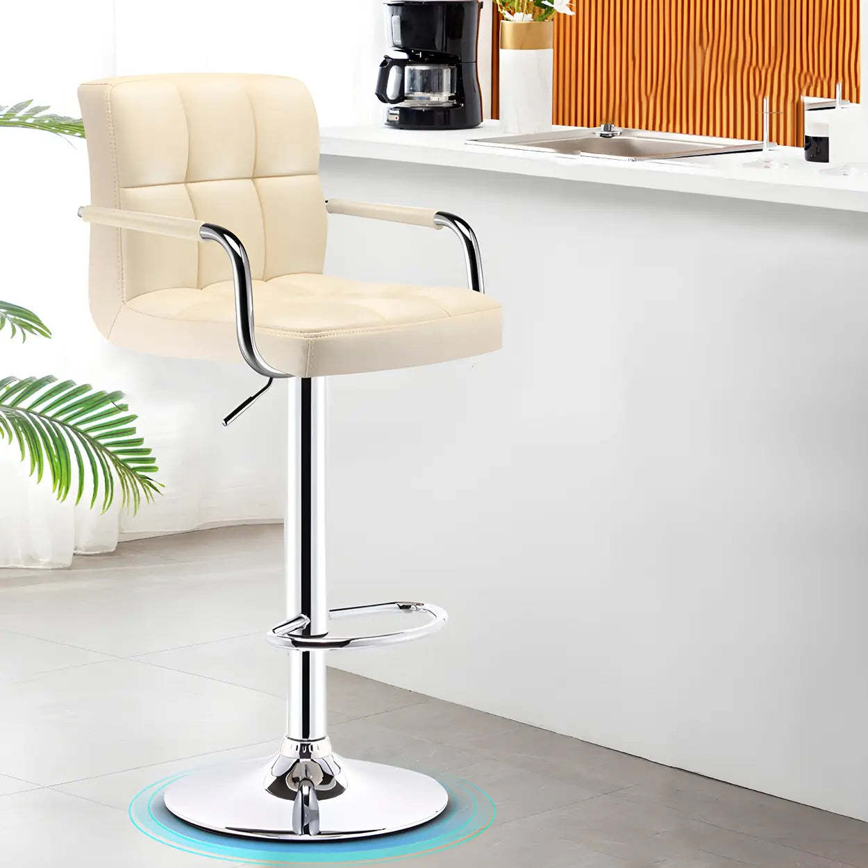 Modern square beige bar & counter stools, Lighom — Set of 1