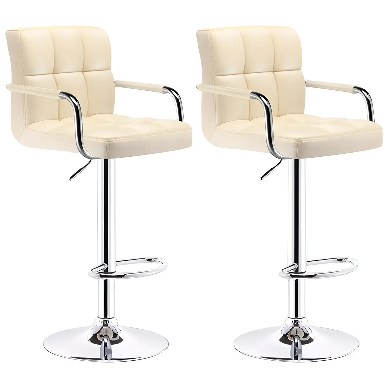 Black-White Square Steel Adjustable Bar Stool