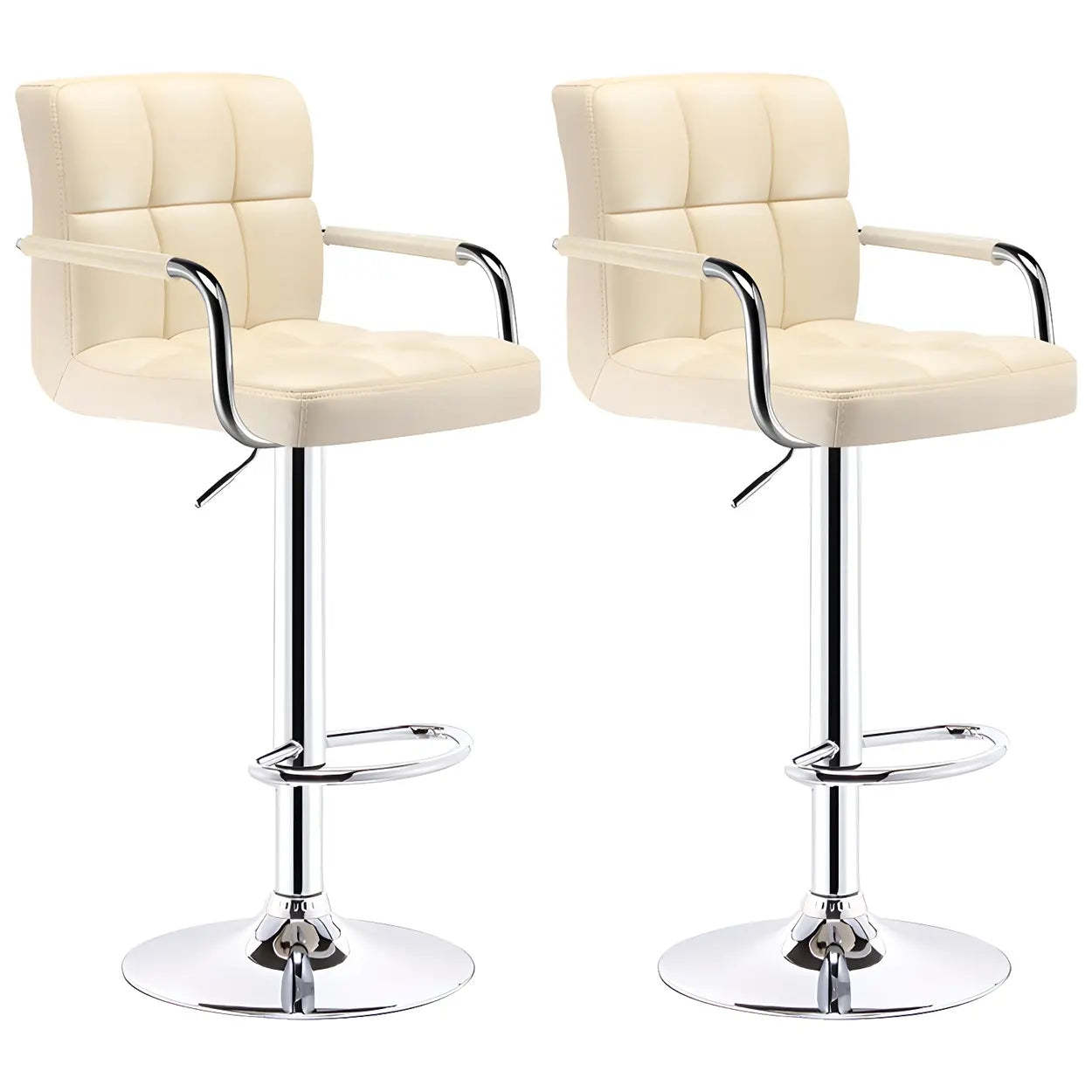Black-White Square Steel Adjustable Bar Stool