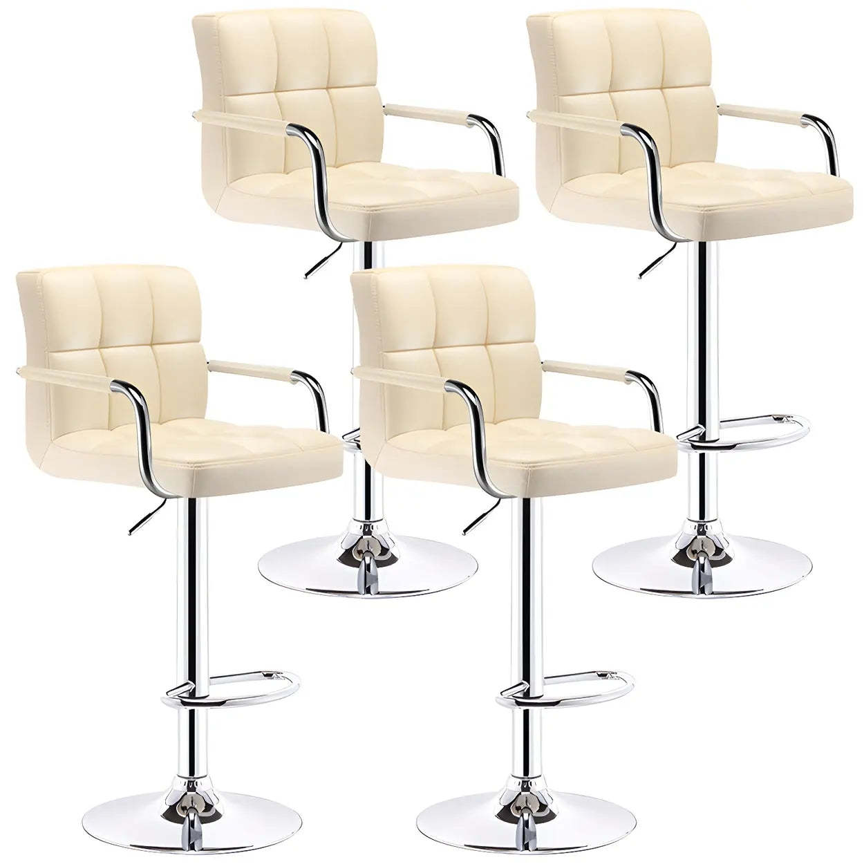 Black-White Square Steel Adjustable Bar Stool