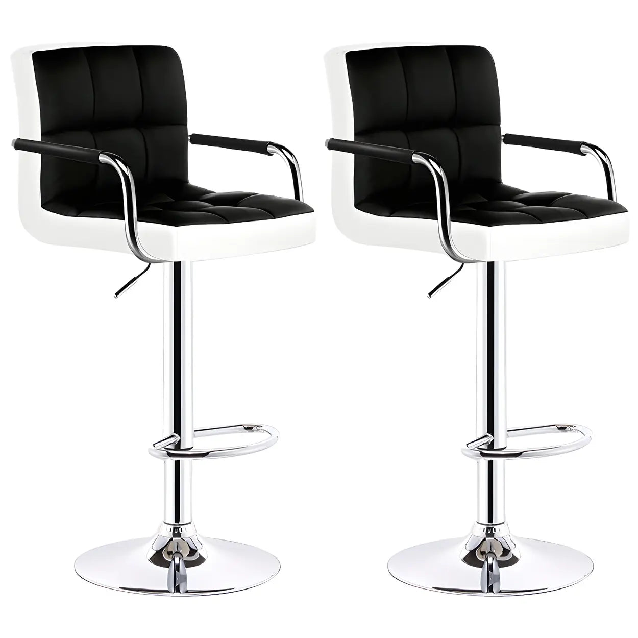 Black-White Square Steel Adjustable Bar Stool