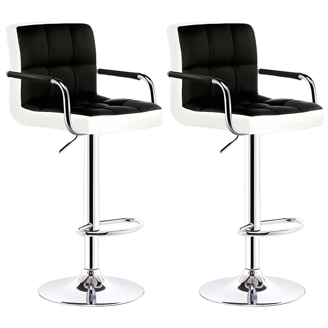 Black-White Square Steel Adjustable Bar Stool