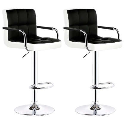 Black-White Square Steel Adjustable Bar Stool