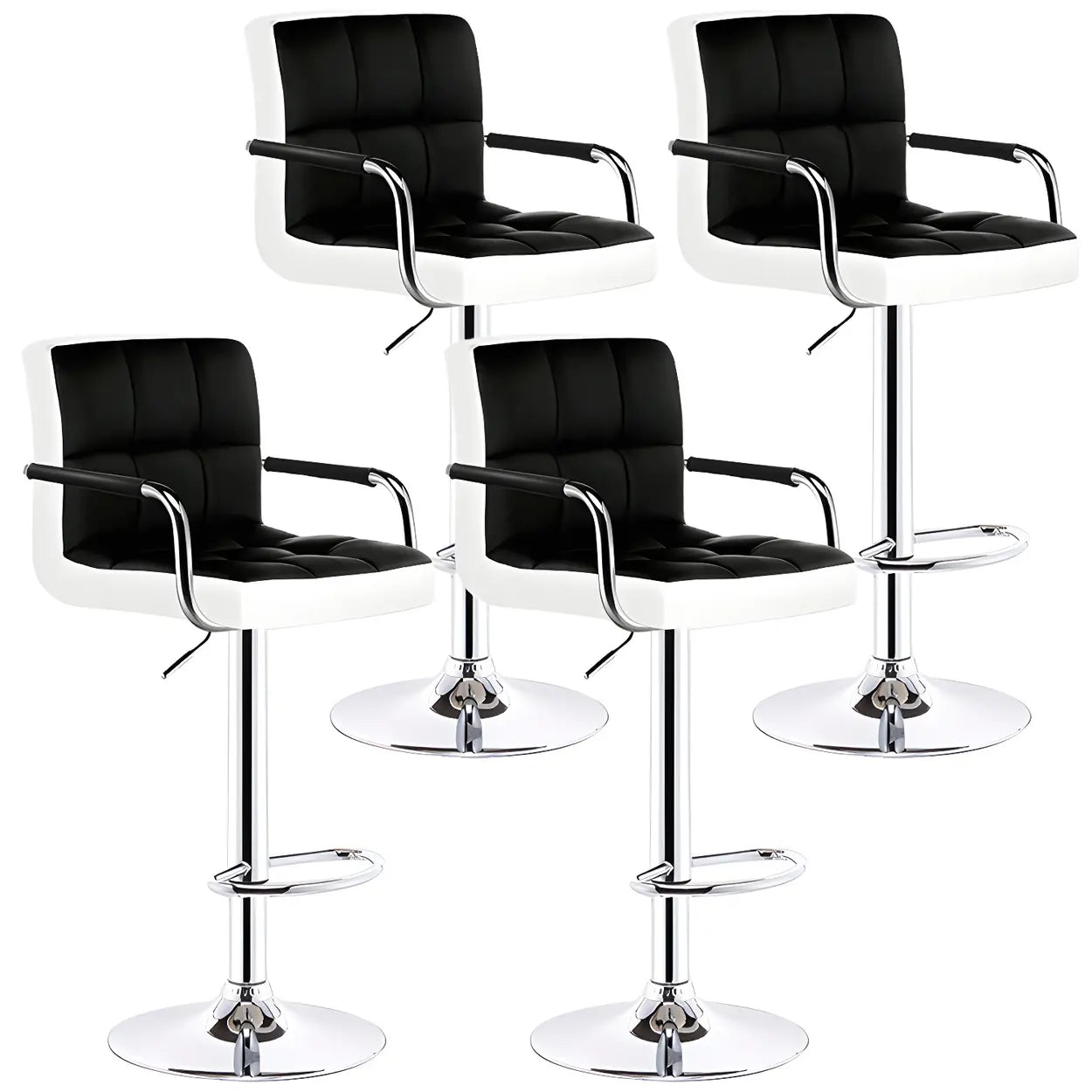 Black-White Square Steel Adjustable Bar Stool