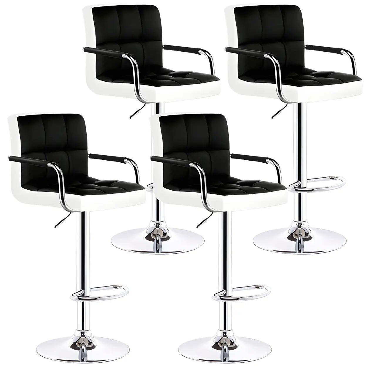 Black-White Square Steel Adjustable Bar Stool