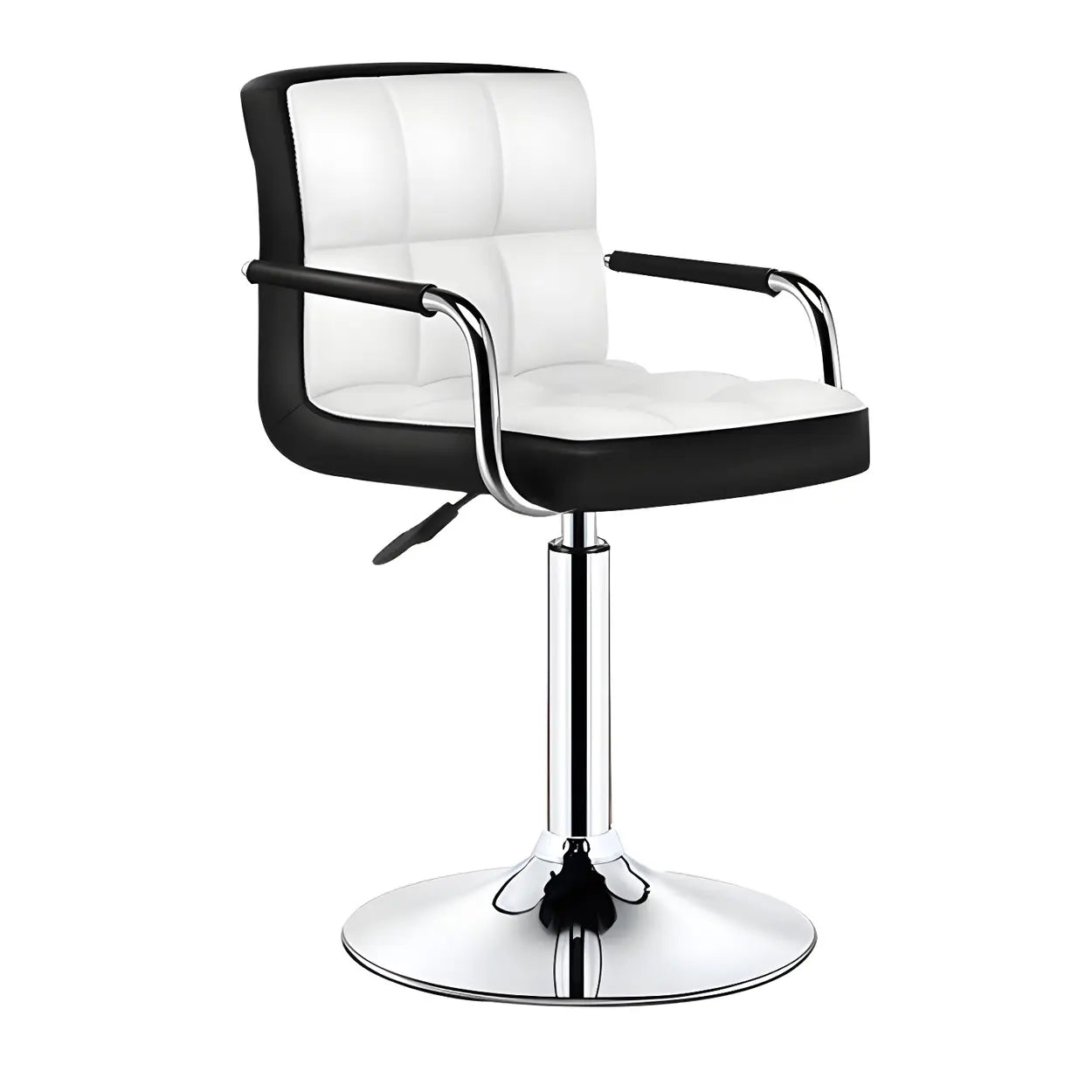 Black-White Square Steel Adjustable Bar Stool — Black Outer & White Inner / 4 Piece Set